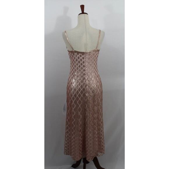 SHO Tadashi Shoji Sz 4 Diamond Sequins Midi Slip Dress Blush Pink Annabelle NWT - Picture 5 of 11